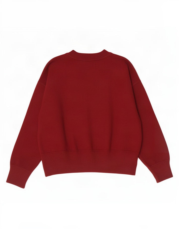 Zara Damen-Sweatshirt-Pullover UK 14 Medium Maroon Viscose