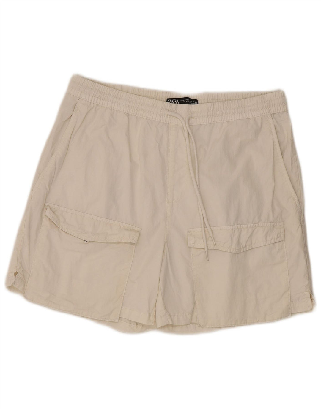 ZARA Herren Cargo-Shorts, Größe L, W32, weiße Baumwolle