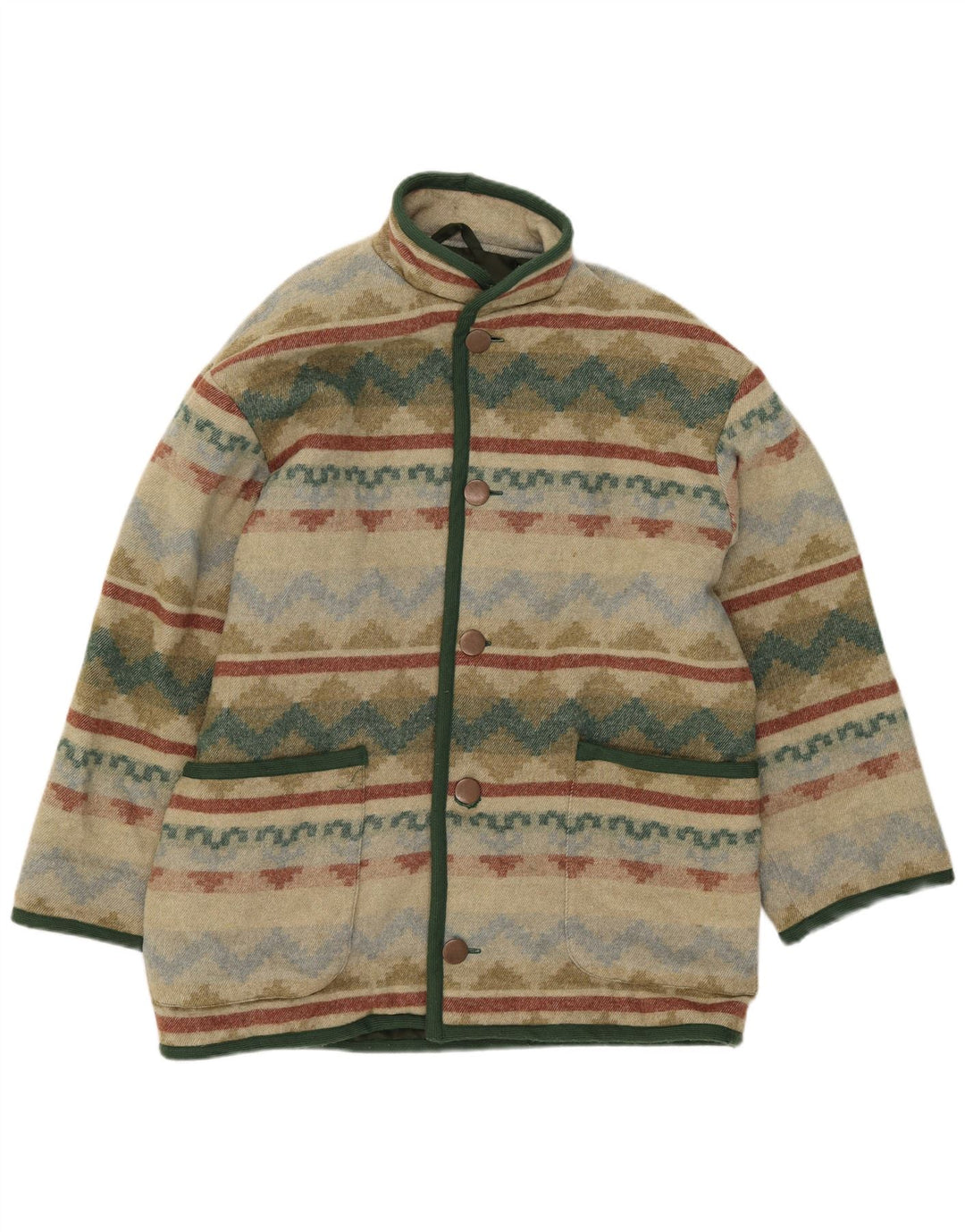 Vintage Herren Windjacke Mantel UK 38 Mittelgrün Geometrisch