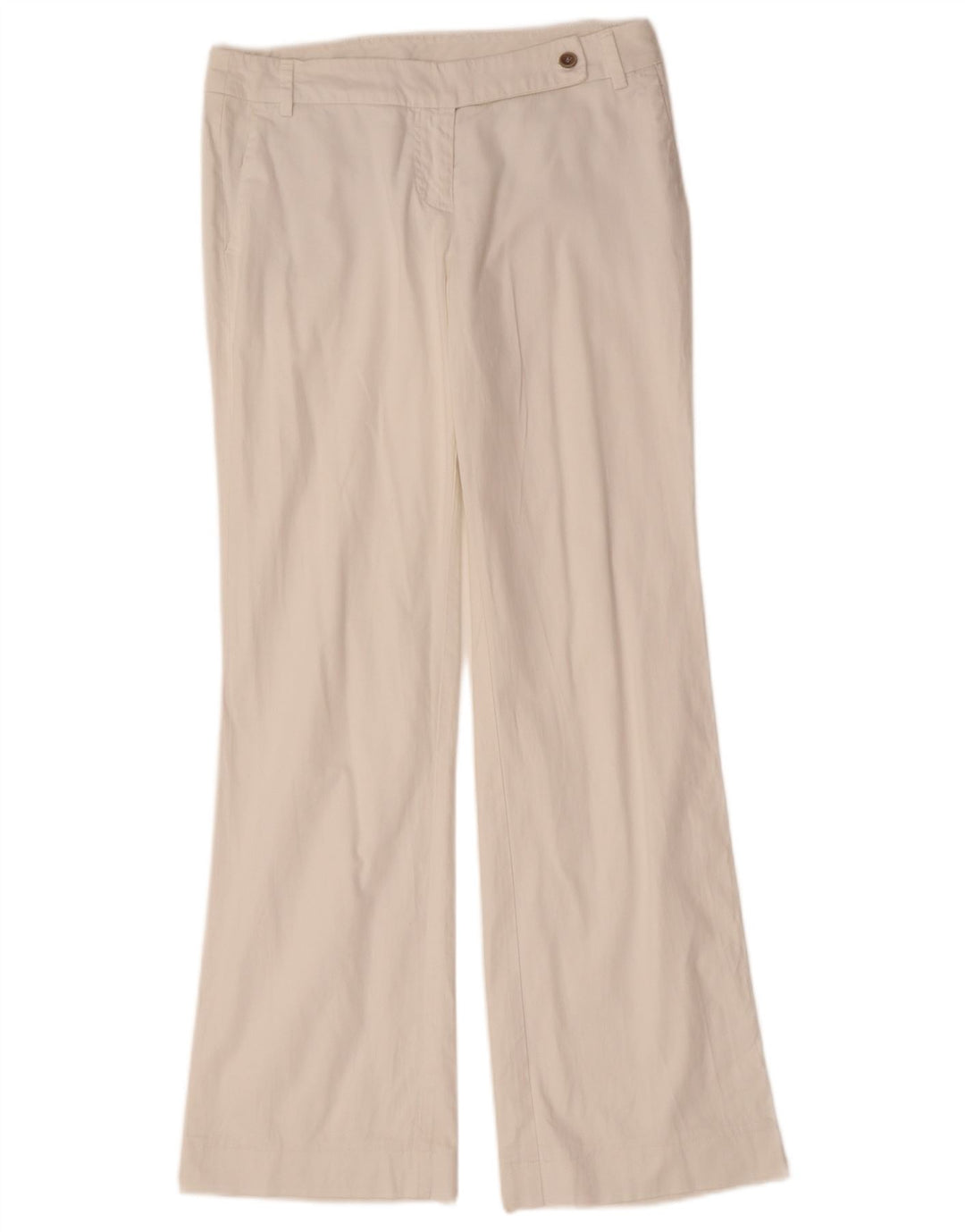 TRUSSARDI Womens Bootcut Casual Trousers IT 42 Medium W30 L30 White Cotton