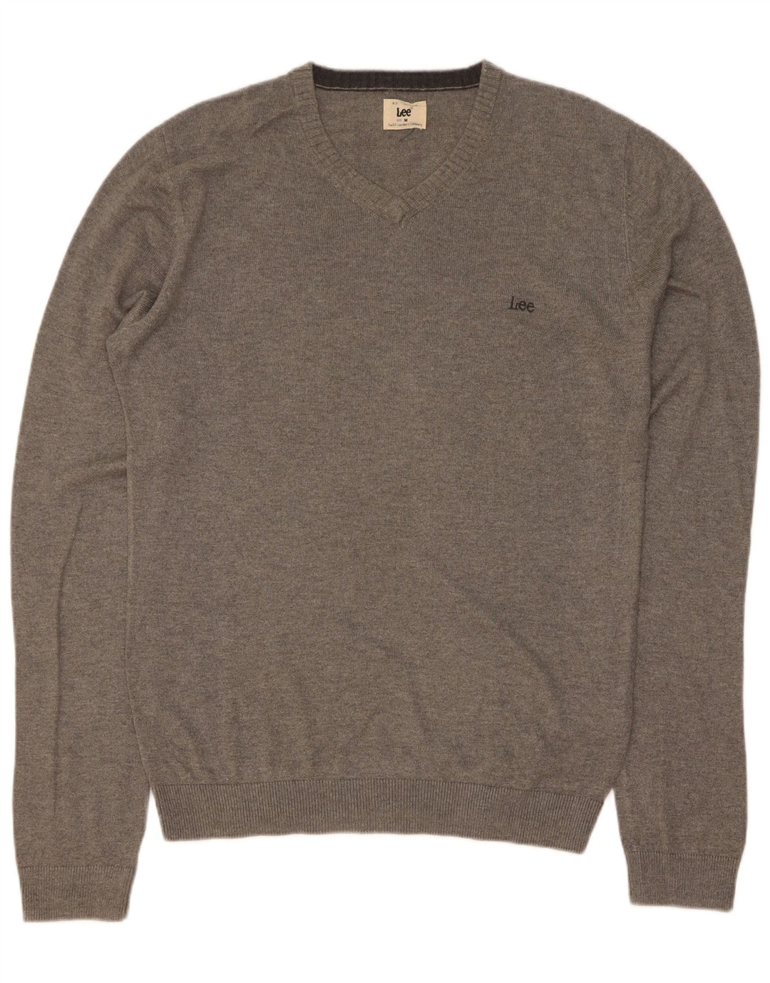 Lee Herren-Pullover mit V-Ausschnitt, mittelgrau gefleckte Viskose