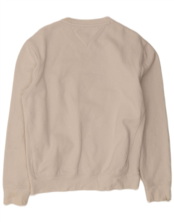 Tommy Hilfiger Herren-Sweatshirt mit Grafik, Größe S, weiße Baumwolle