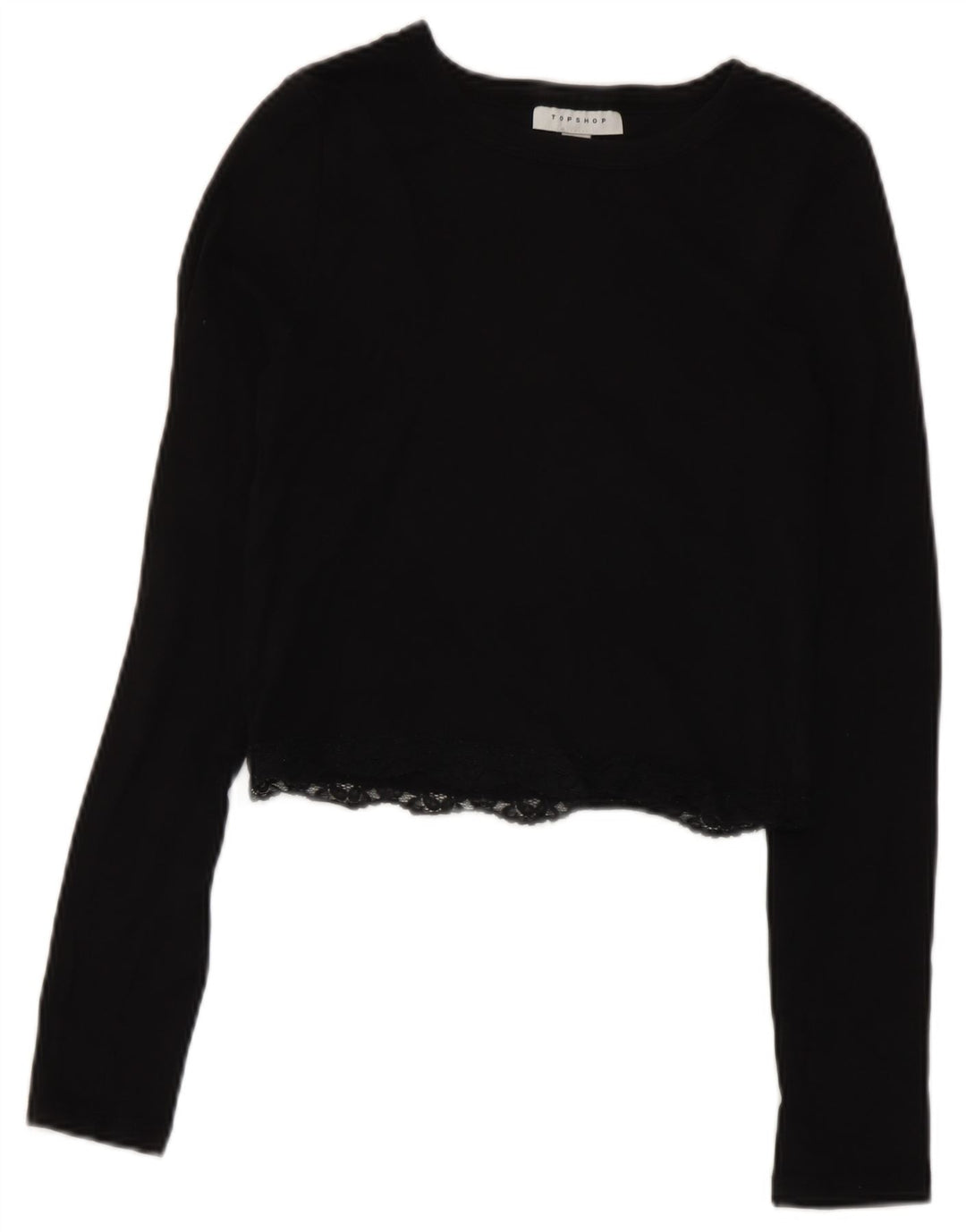 Topshop Damen Crop Top Langarm UK 10 Small Schwarz
