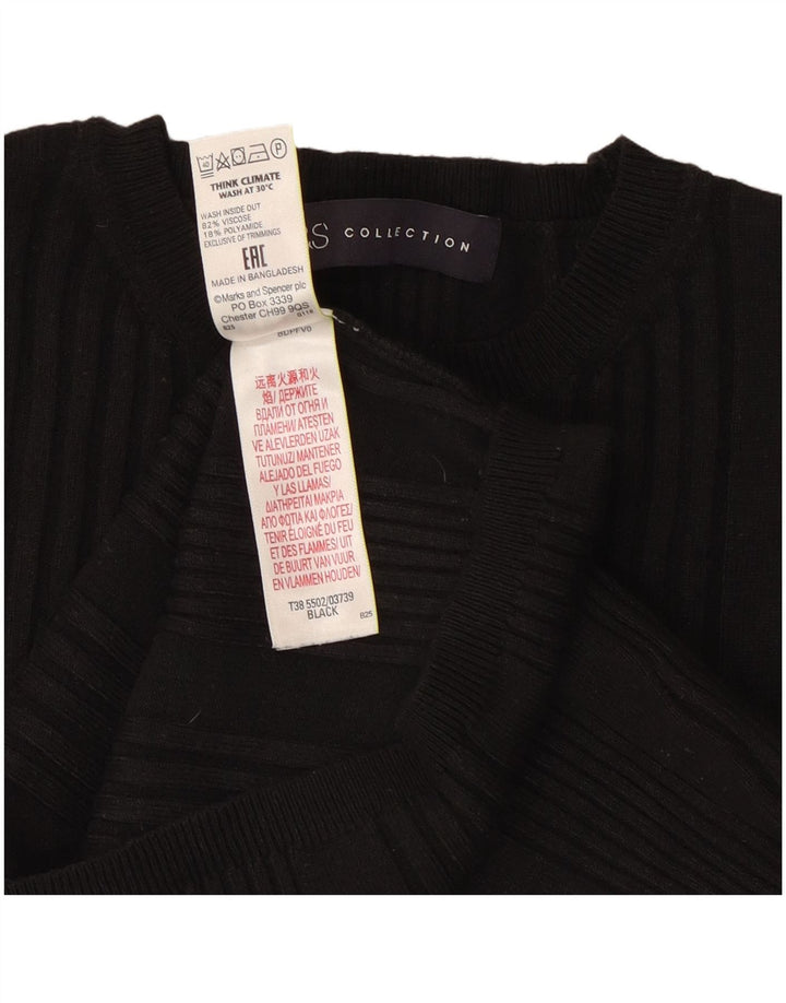 Marks & Spencer Damen Crop Crew Neck Pullover Pullover UK 10 Small Schwarz