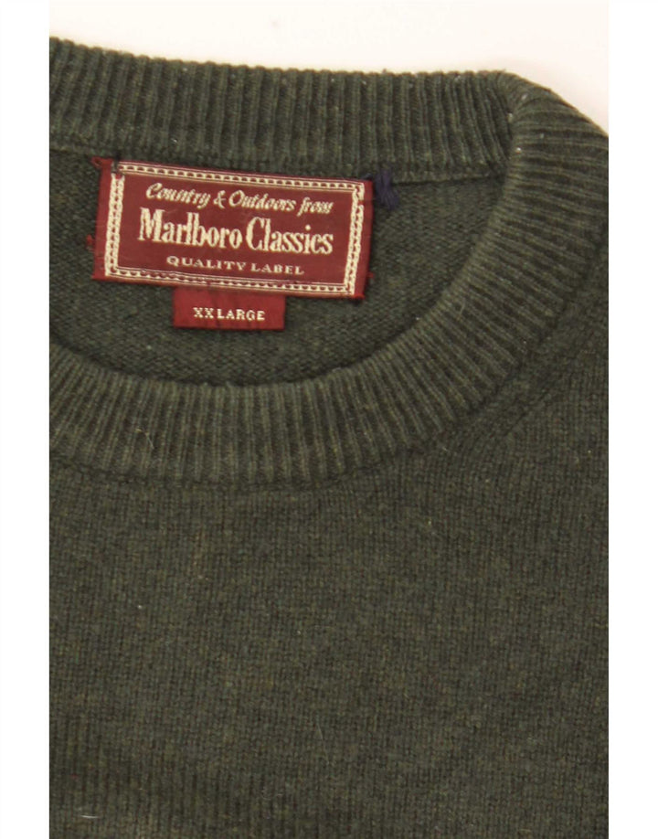 Marlboro Classics Herren-Pullover mit Rundhalsausschnitt, 2XL, Khaki