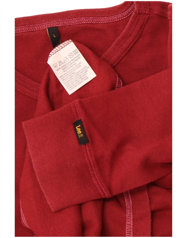 LEE Damen Top Langarm UK 16 Große rote Baumwolle