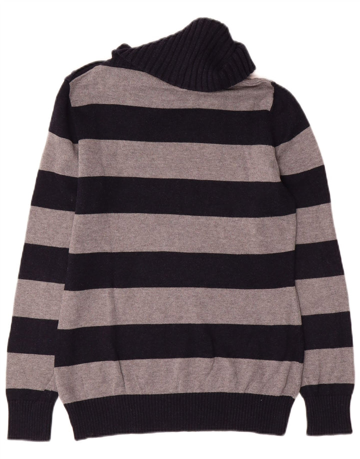 Massimo Dutti Damen-Pullover mit Knopfkragen, Gr. 12, mittleres Marineblau