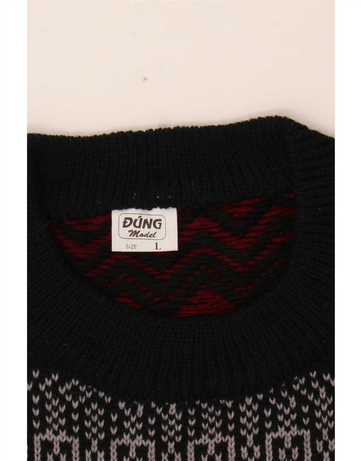 Vintage Herren Pullover mit Rundhalsausschnitt, groß, mehrfarbig, Fair-Isle-Acryl