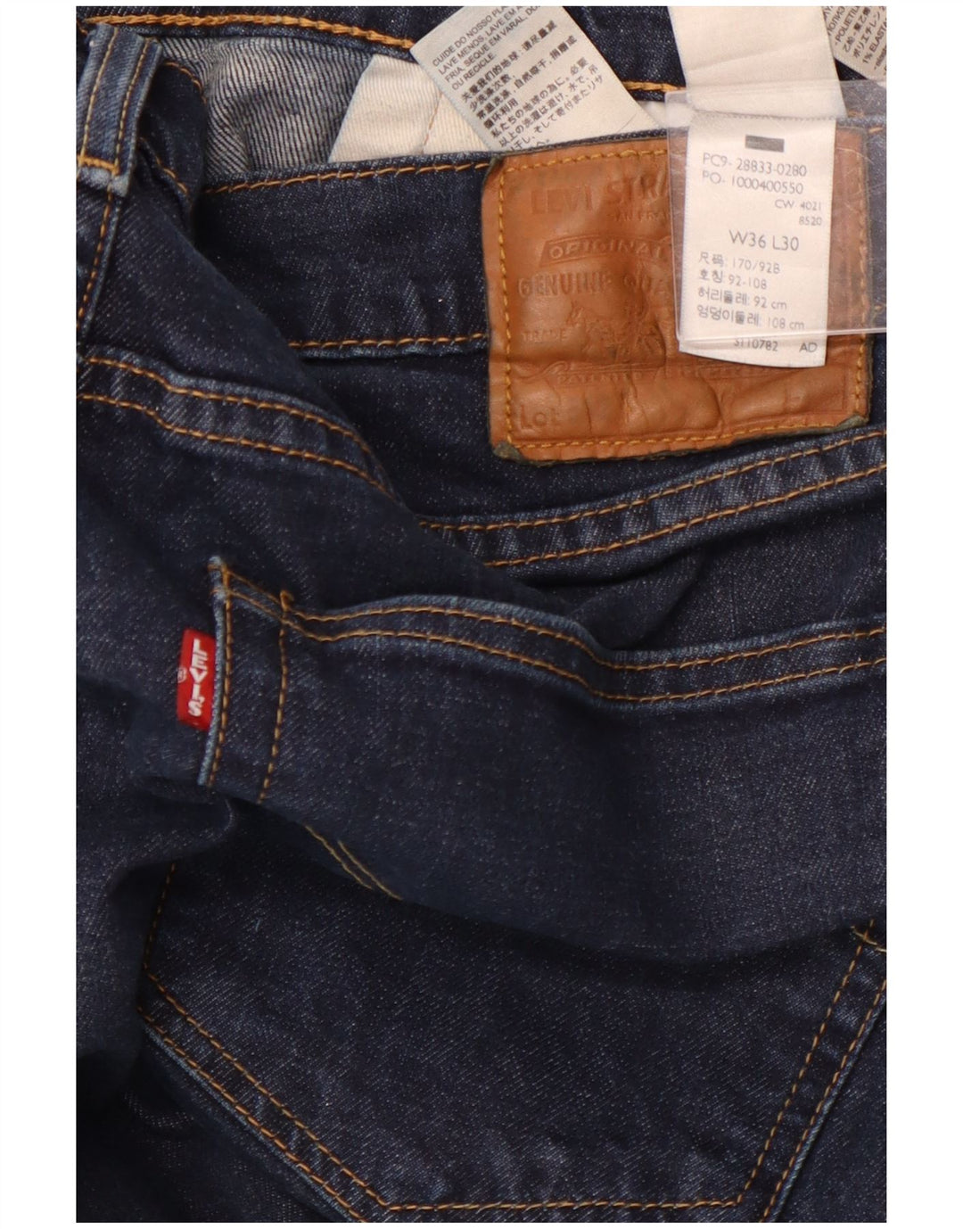 LEVI'S Herren 512 Slim Tapered Jeans W36 L26 Marineblaue Baumwolle