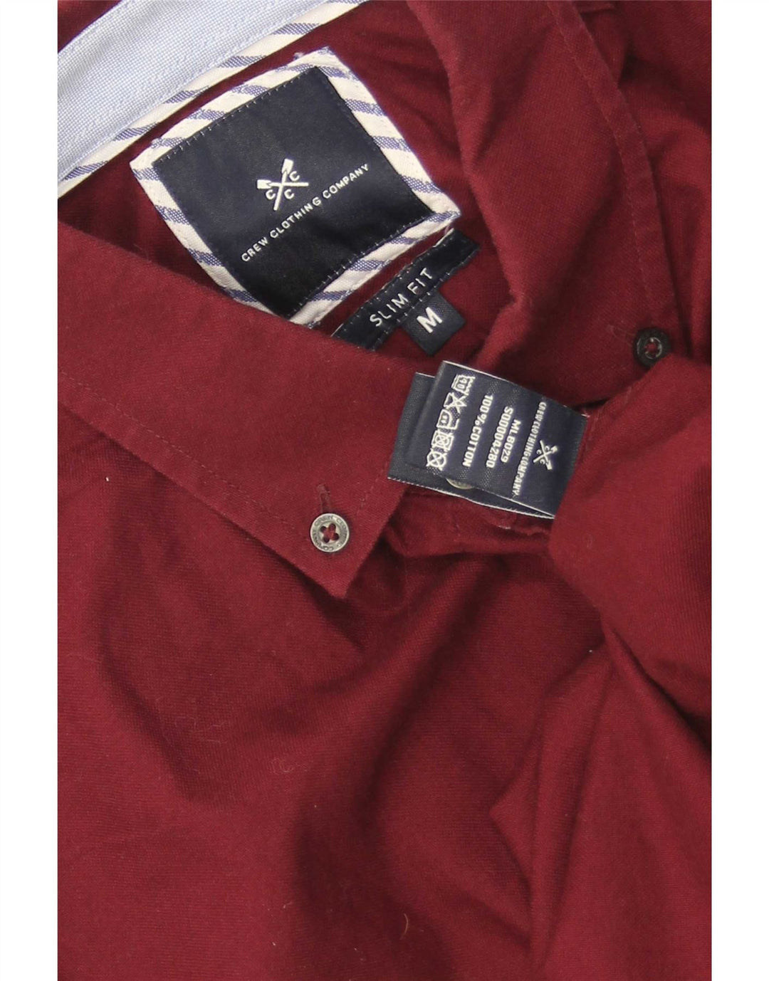 Crew Clothing Herren-Slim-Fit-Hemd aus mittlerer burgunderroter Baumwolle