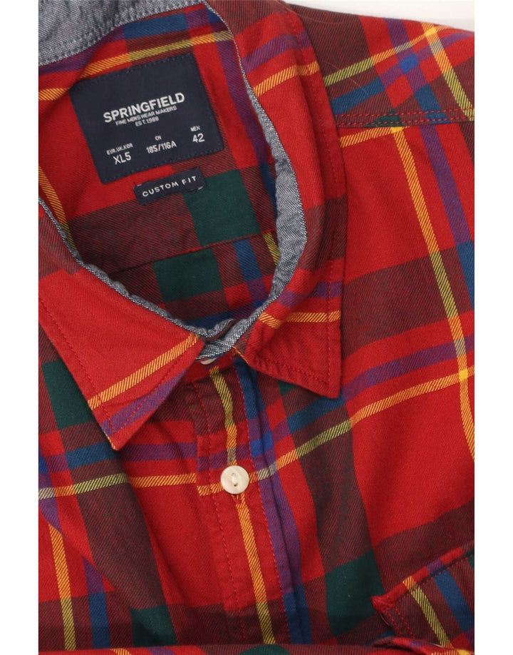 Springfield Herren-Flanellhemd mit individueller Passform, XL, rot kariert