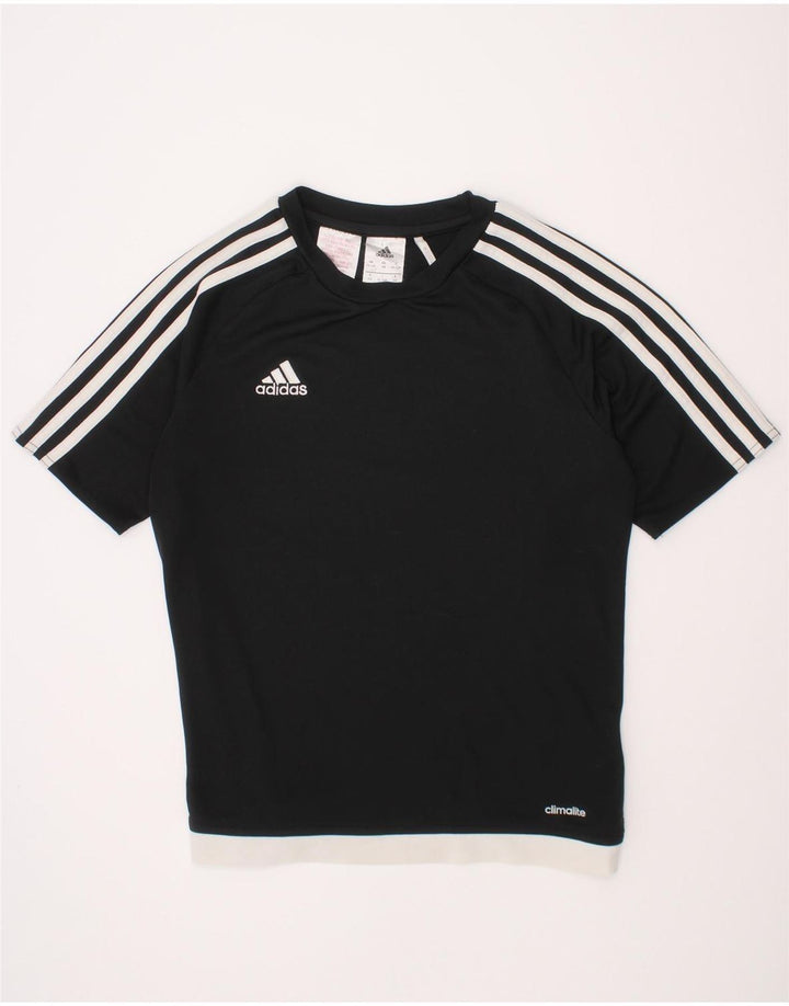 ADIDAS Climalite T-Shirt für Jungen, 11–12 Jahre, schwarzes Colourblock-Polyester