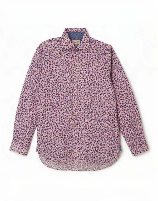 Ted Baker Herrenhemd, Größe 17 XL, weiße Baumwolle mit Blumenmuster