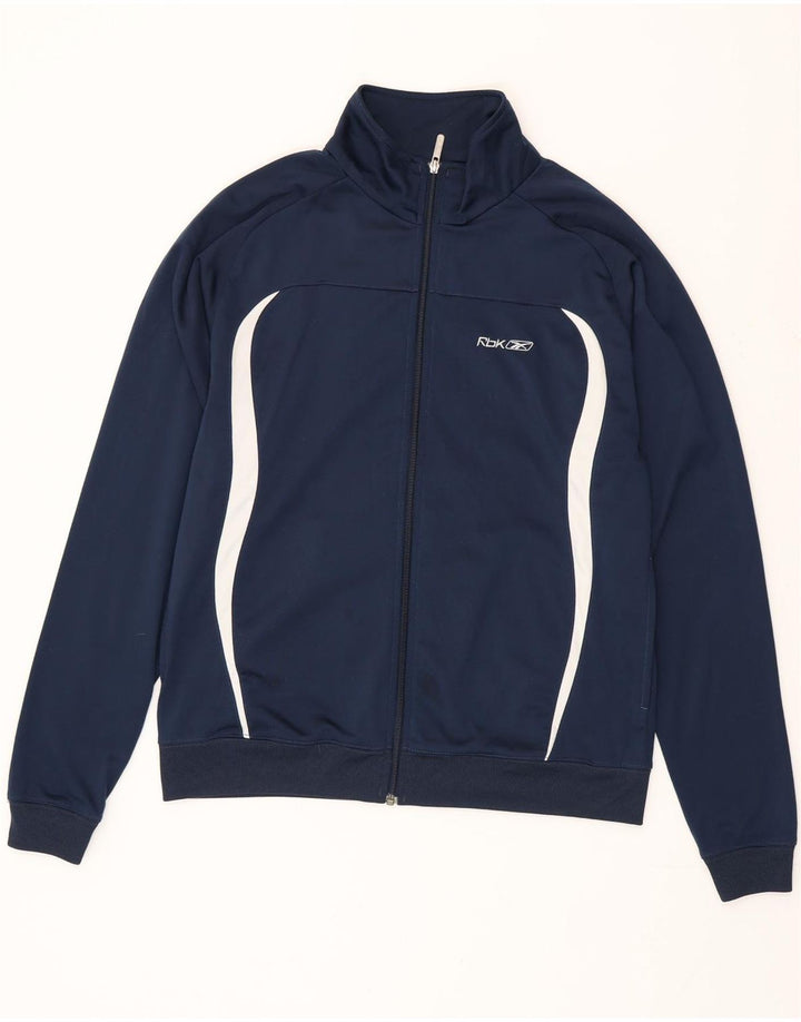 Reebok Herren-Trainingsanzug-Oberteil, Jacke, Größe S, Marineblau, Farbblock-Polyester