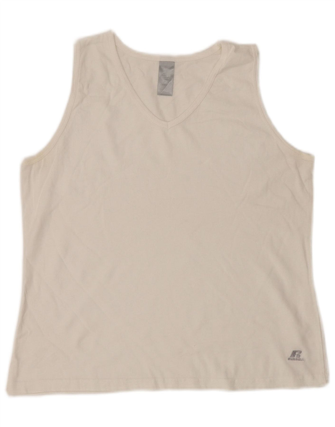 RUSSELL ATHLETIC Damen-Trägershirt UK 16 Large Weiße Baumwolle