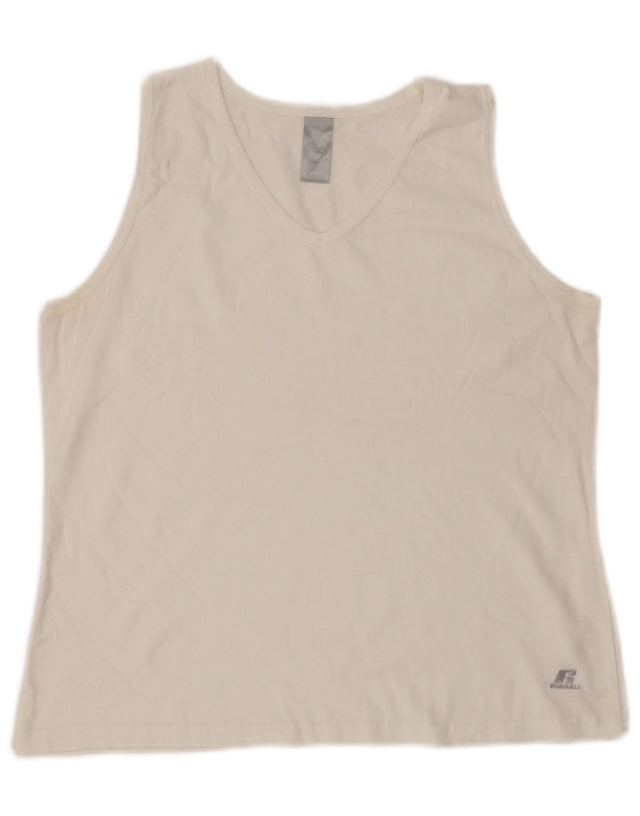 RUSSELL ATHLETIC Damen-Trägershirt UK 16 Large Weiße Baumwolle