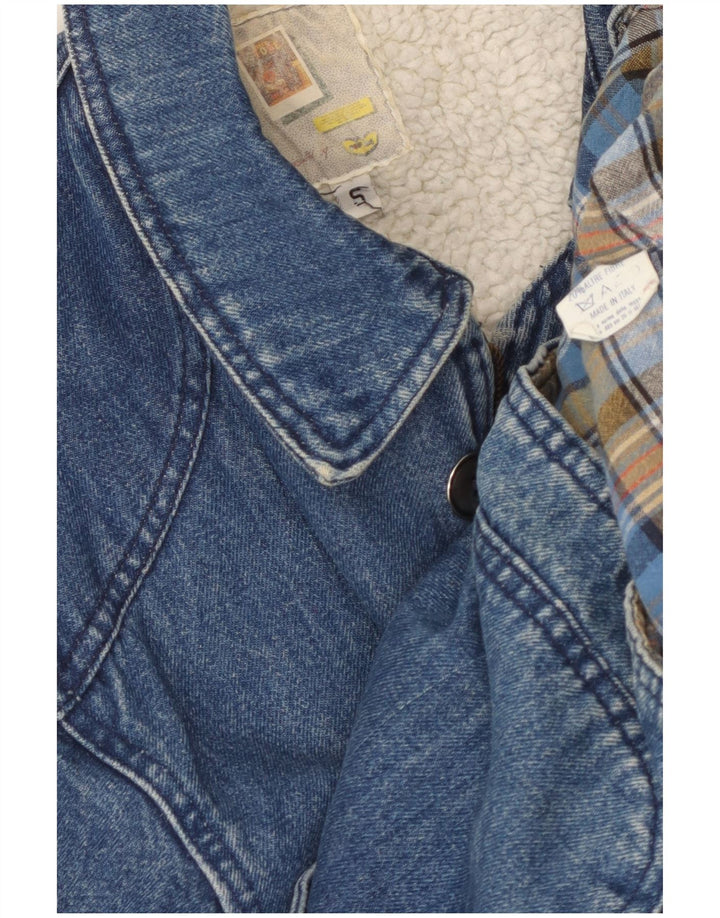 POP 84 Herren Sherpa Denim Mantel UK 36 Small Blau Polyester