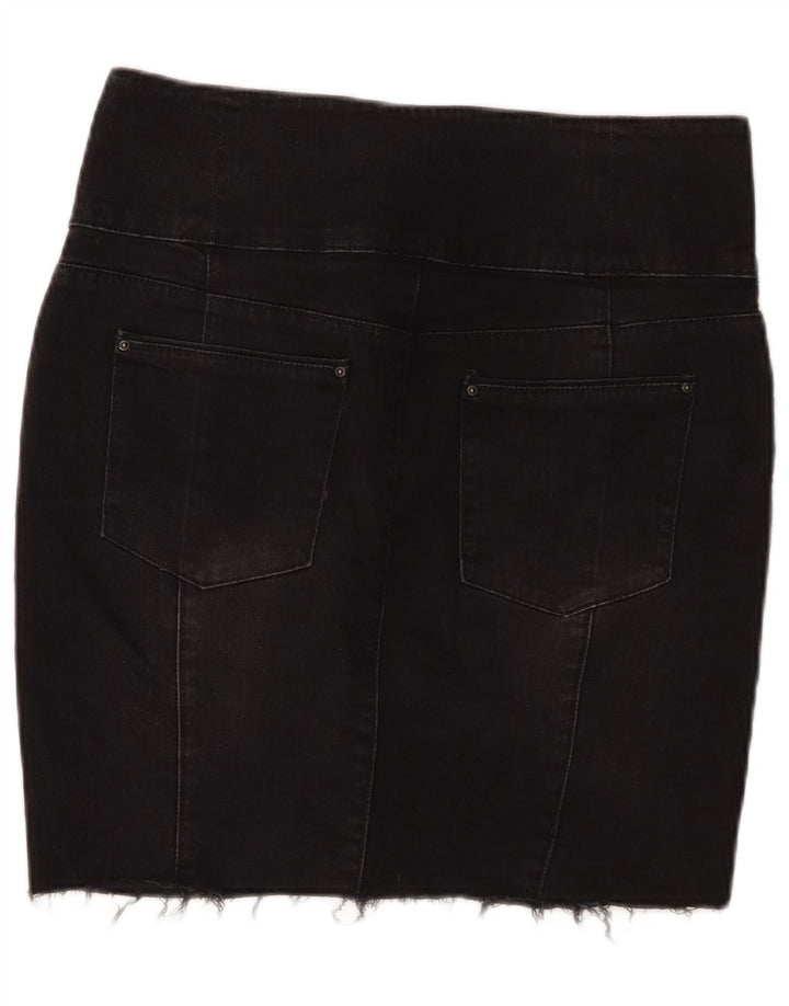 Zara Damen Mini-Jeansrock EU 40 Medium W30 Schwarze Baumwolle