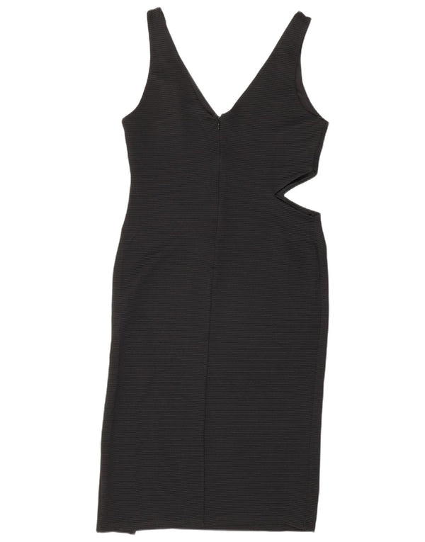 Topshop Damen Ärmelloses, figurbetontes Kleid mit Ausschnitt, UK 12, Mittelschwarz, Polyester