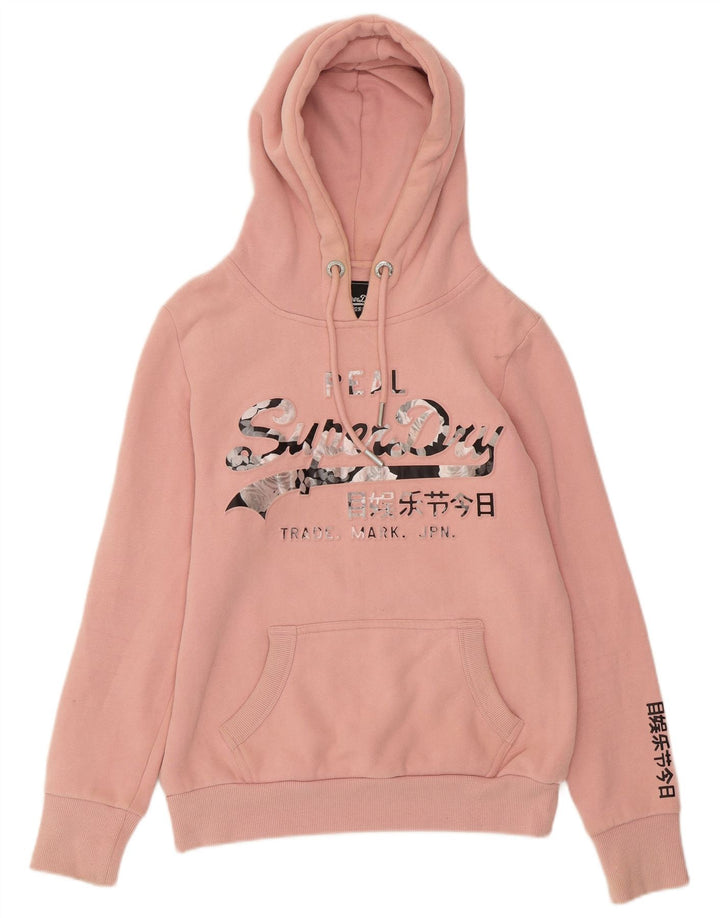 SUPERDRY Damen-Kapuzenpullover mit Grafik, UK 8, Größe S, Rosa, Baumwolle