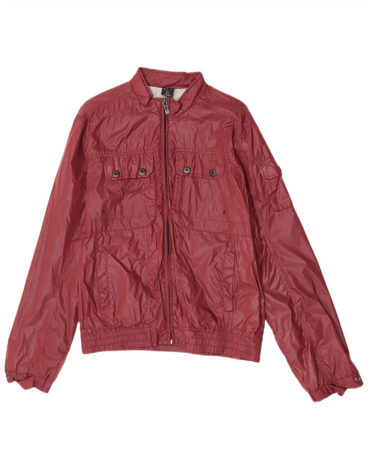Zara Herren Bomberjacke UK 40 Large Burgund Nylon