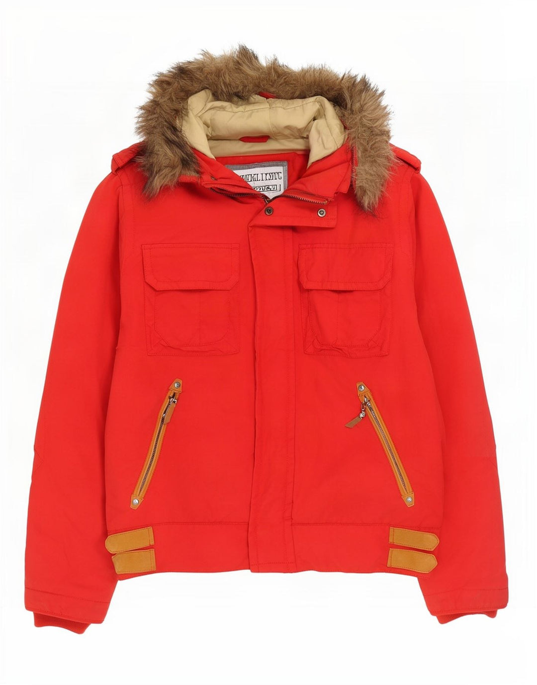 Playlife Herren-Jacke mit Kapuze, gepolstert, UK 40, Größe L, Rot, Baumwolle