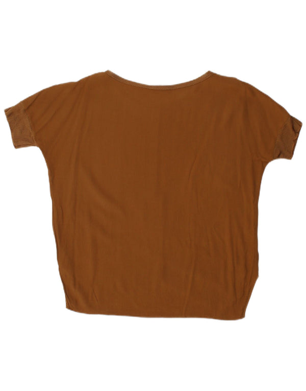 Zara Damen Asymmetrisches Blusenoberteil UK 14 Mittelbraun