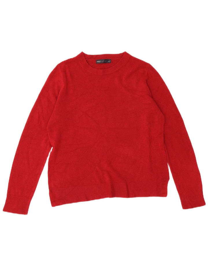 Marks & Spencer Damen-Pullover mit U-Boot-Ausschnitt, UK 14, Mittelrot, Acryl