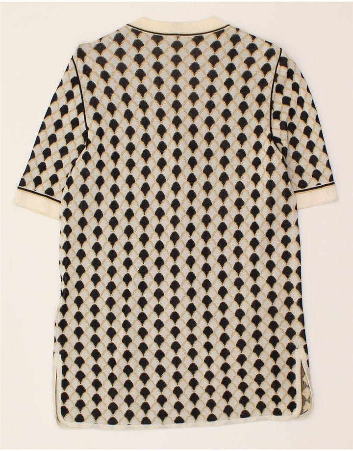 LUCIANA Womens Abstract Pattern Cardigan Sweater IT 44 Medium White Vintage Luciana and Second-Hand Luciana from Messina Hembry 