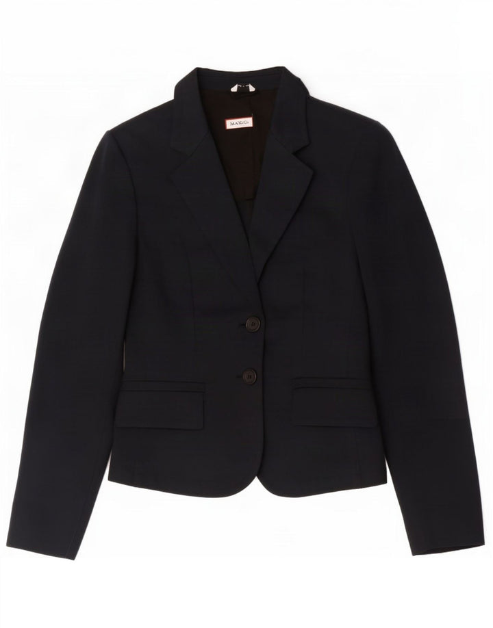 Max & Co. Damen-Blazer mit 2 Knöpfen, UK 10, Größe S, Marineblau, Baumwolle