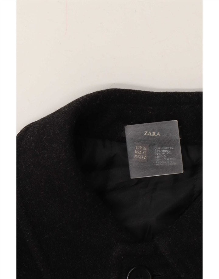 Zara Herrenmantel UK 42 XL Schwarze Wolle