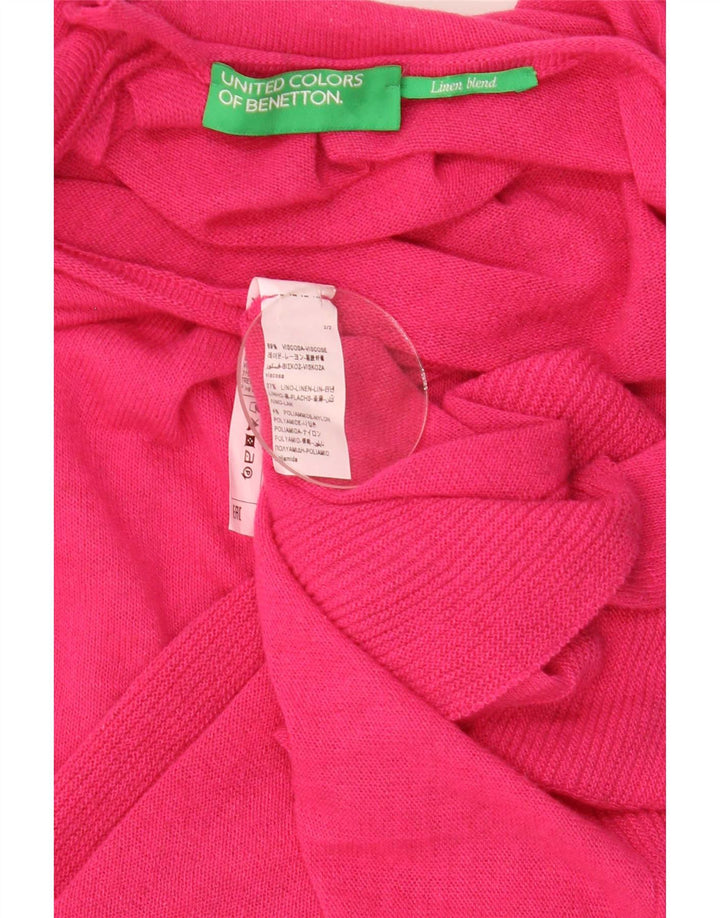 Benetton Damen-Strickjacke, kurzärmelig, übergroß, Gr. 14, Mittelrosa