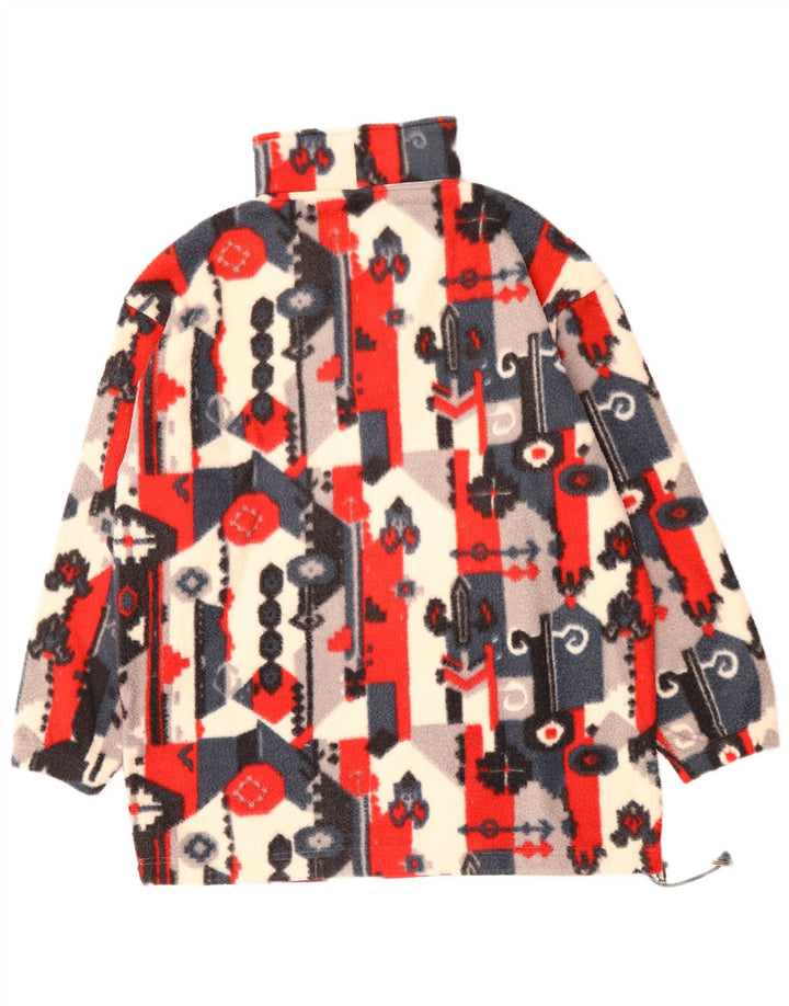 Public Herren-Fleecepullover mit Reißverschluss am Hals, Mittelrotes, geometrisches Polyester