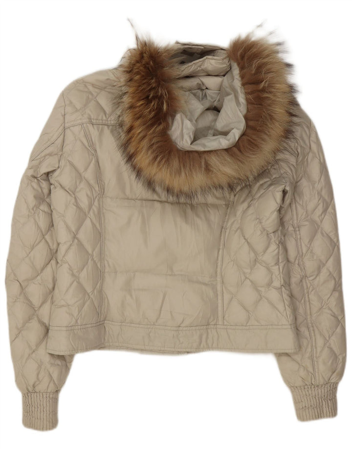 Marlboro Classics Wattierte Damenjacke mit Kapuze IT 44 Mittelgrünes Polyester