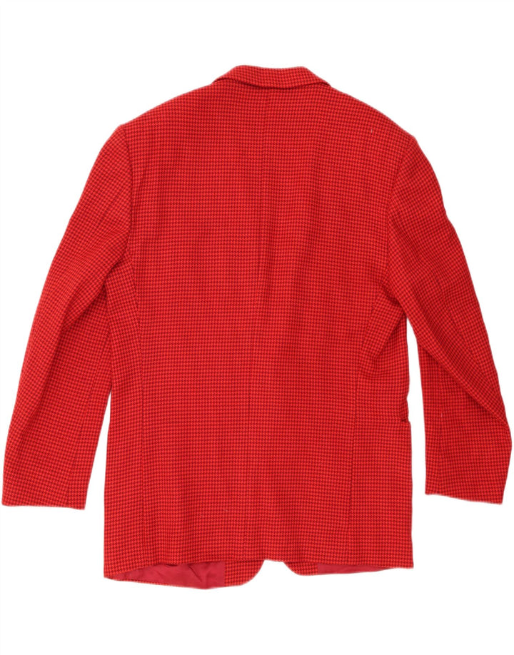 Vintage Herren 2-Knopf-Blazerjacke IT 52 XL Rote Hahnentrittwolle