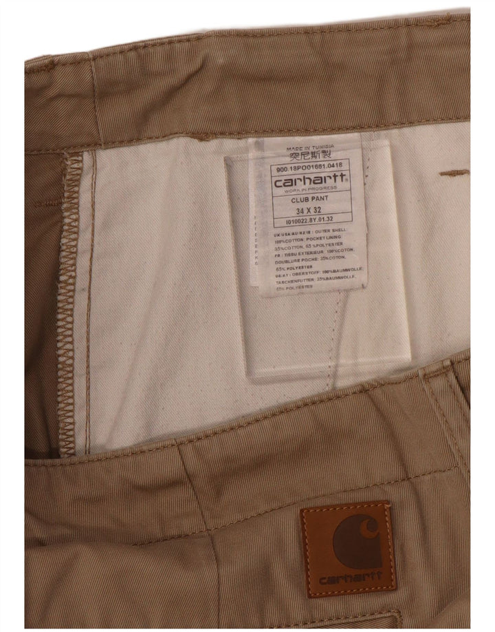 CARHARTT Herren Slim Chinohose W34 L32 Beige Baumwolle