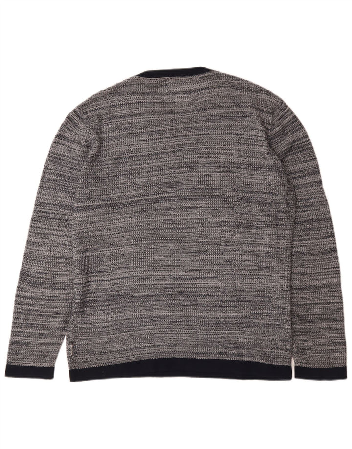 Jack & Jones Herren-Pullover mit Rundhalsausschnitt, mittelgrau gesprenkelte Baumwolle