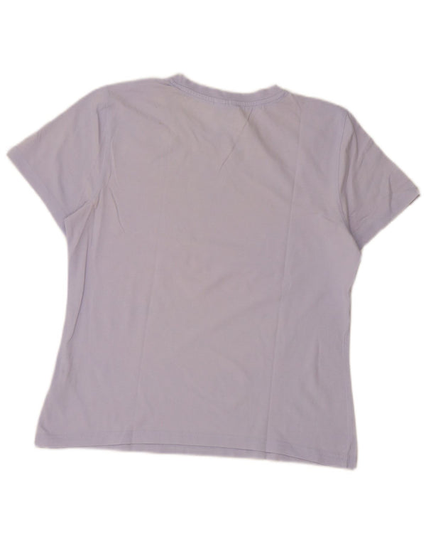 Adidas Damen Crop Graphic T-Shirt Top UK 16 Large Lila Baumwolle