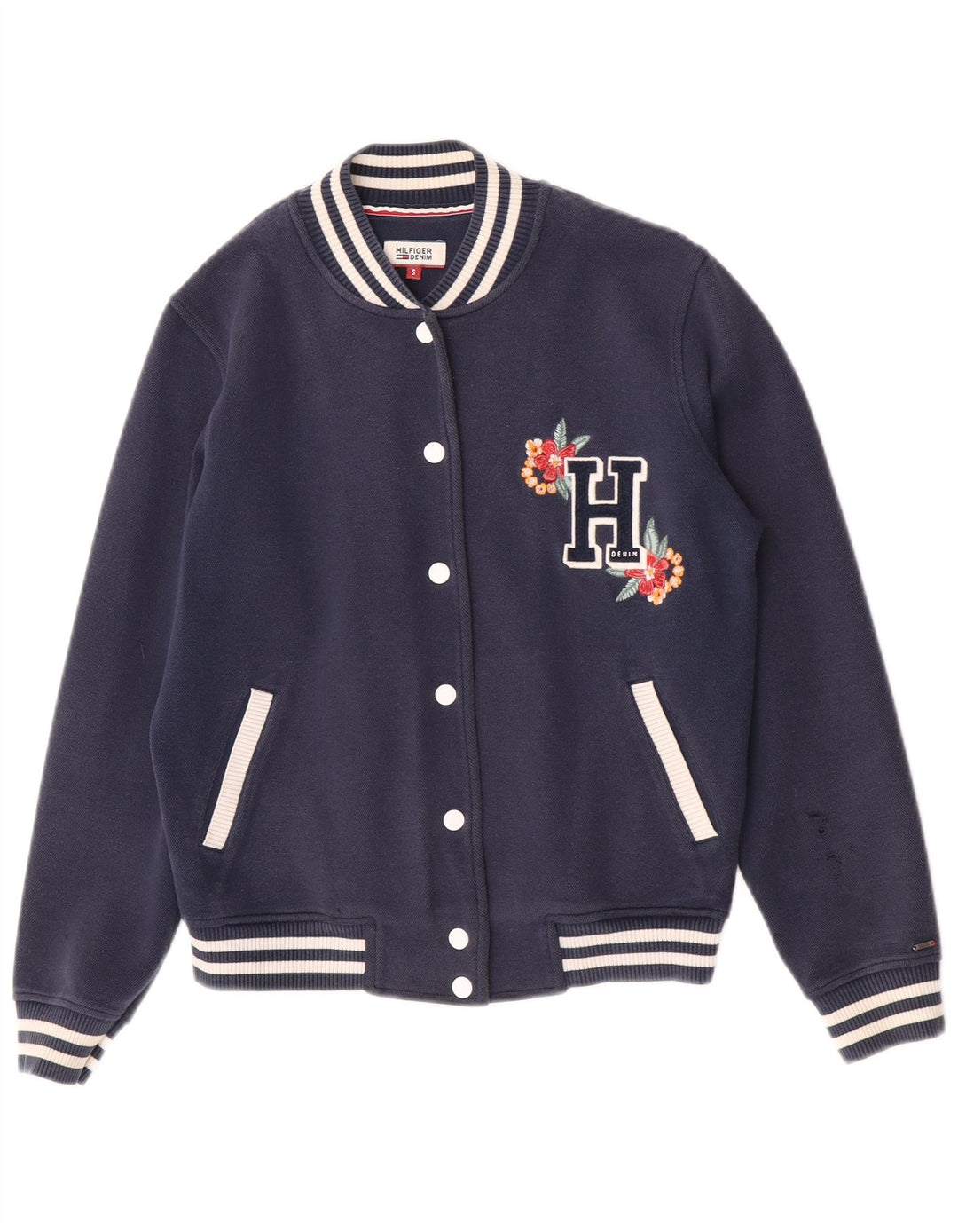 Tommy Hilfiger Damen Übergroße Varsity-Jacke UK 10 Small Marineblau