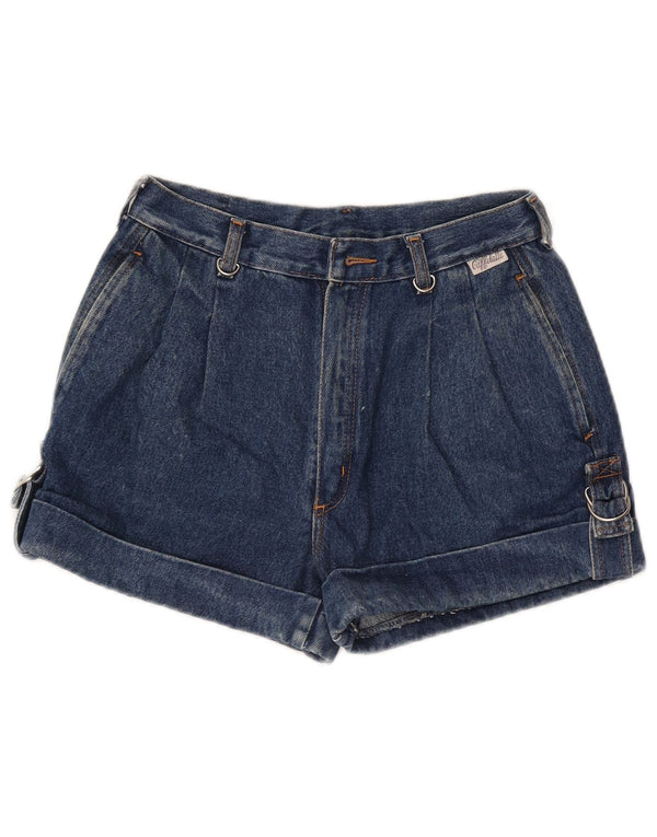 Vintage Damen Jeansshorts mit hoher Taille, Größe IT 46, Größe L W28, Marineblau