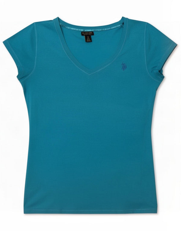 U.S. Polo Assn. Damen T-Shirt Top UK 14 Mittelblaue Baumwolle