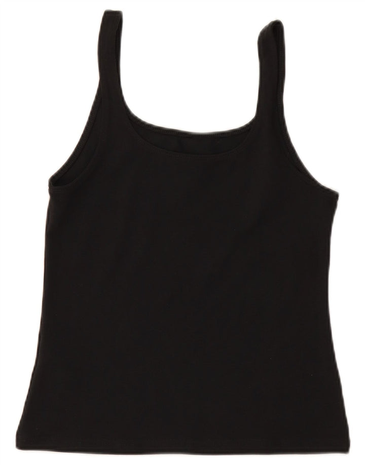 NIKE Damen Crop Cami Top UK 12 Mittelschwarze Baumwolle