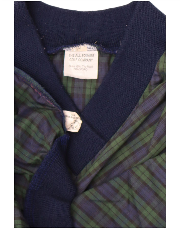 Vintage Herren Pullover Trainingsanzug Top XL Marineblau Karo Polyester