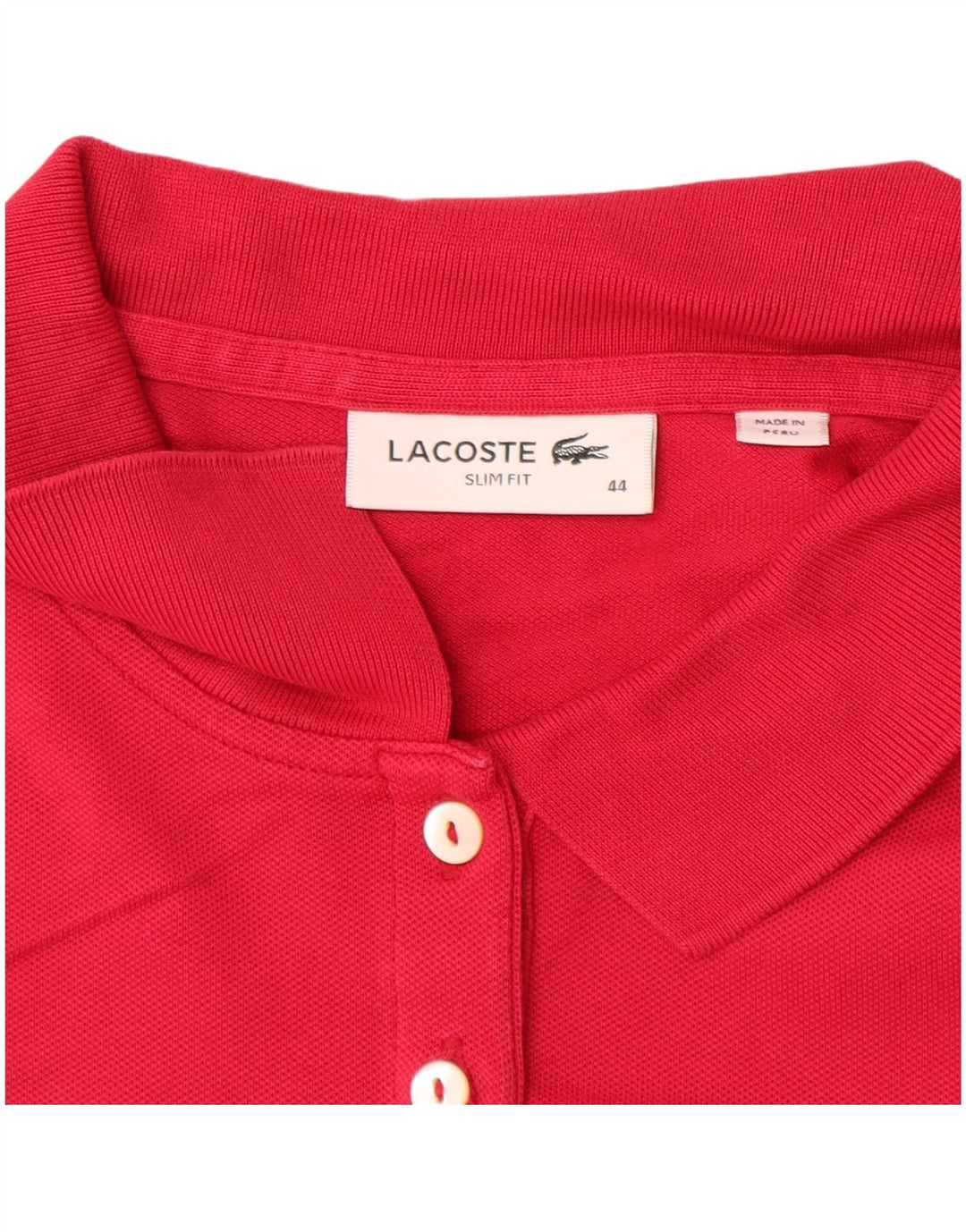 LACOSTE Damen Slim Fit Langarm-Poloshirt, Größe 44, große rosa Baumwolle