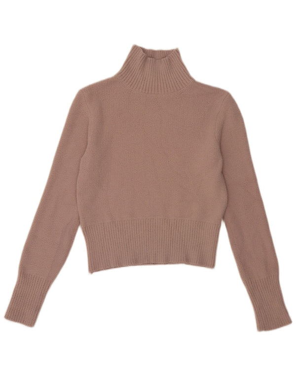 Zara Damen Crop Turtle Neck Pullover Pullover UK 10 Small Pink Nylon
