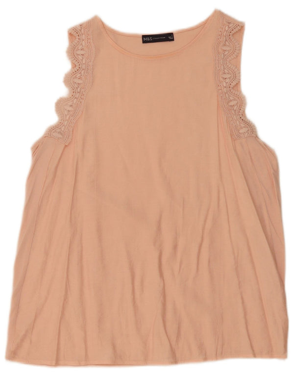 Marks & Spencer Ärmelloses Blusenoberteil für Damen, UK 12, Mittelrosa mit Blumenmuster