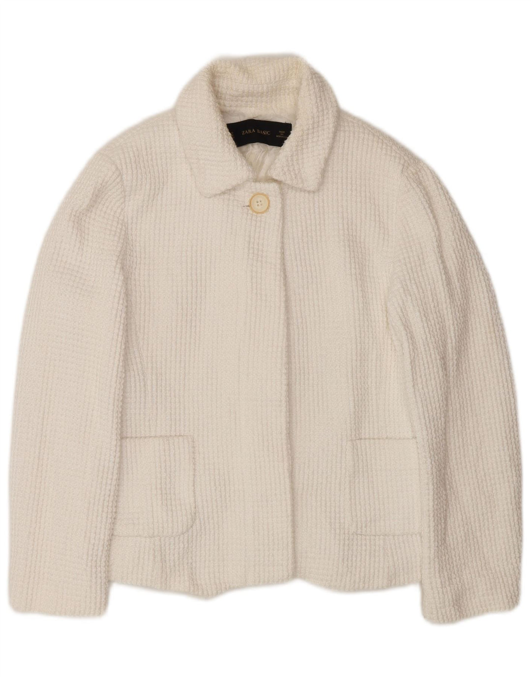 Zara Damen 1-Knopf-Blazerjacke UK 12 Mittelweiß