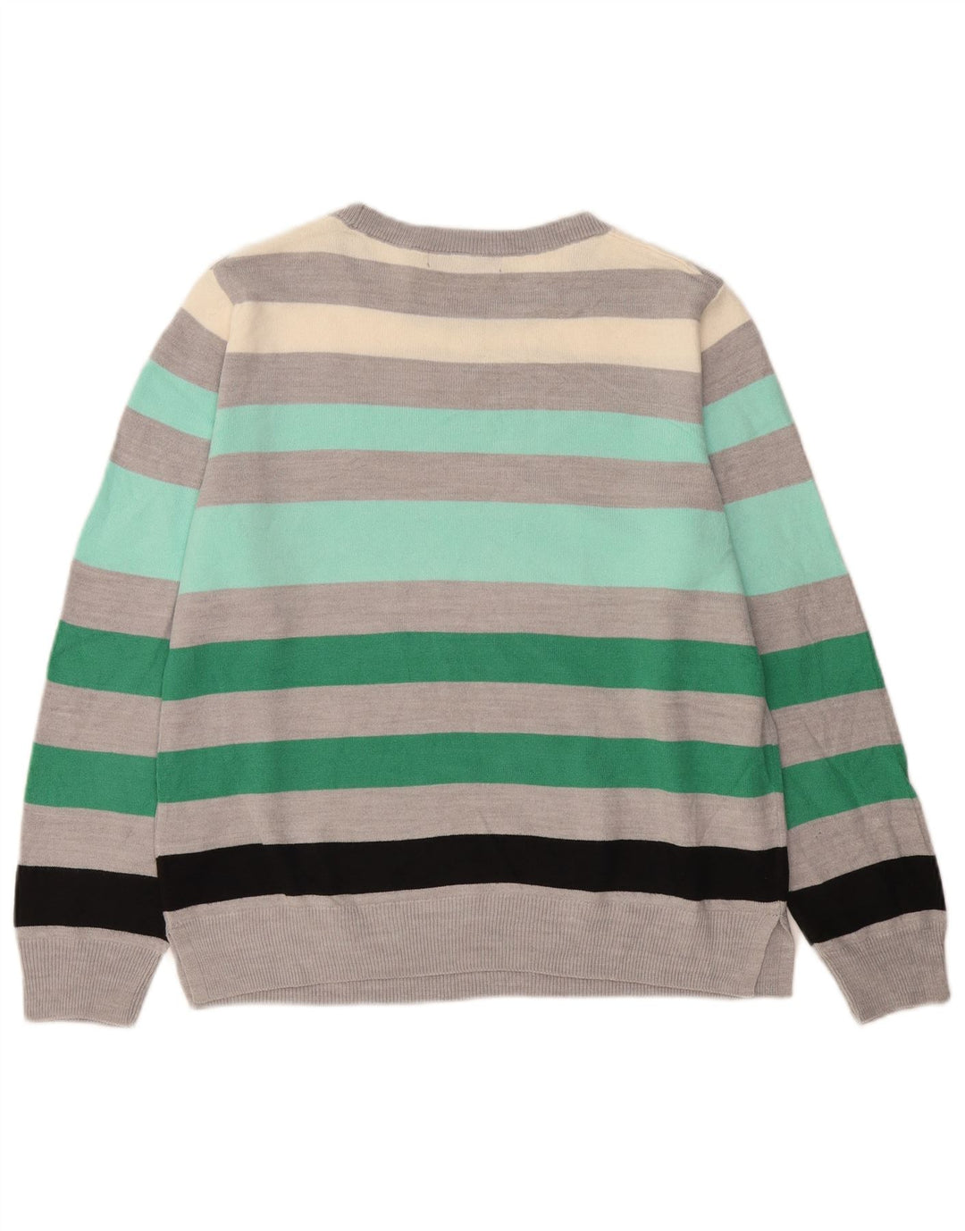 Marks & Spencer Damen Pullover mit Rundhalsausschnitt, UK 14, Mittelgrau gestreift