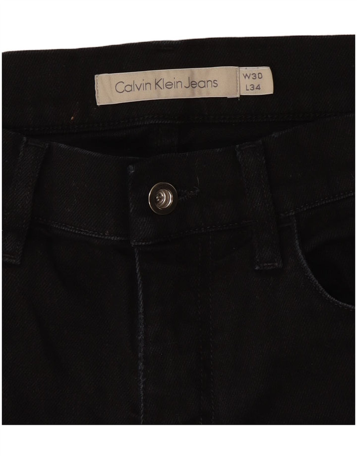 CALVIN KLEIN Herren Slim Jeans W30 L31 Schwarze Baumwolle