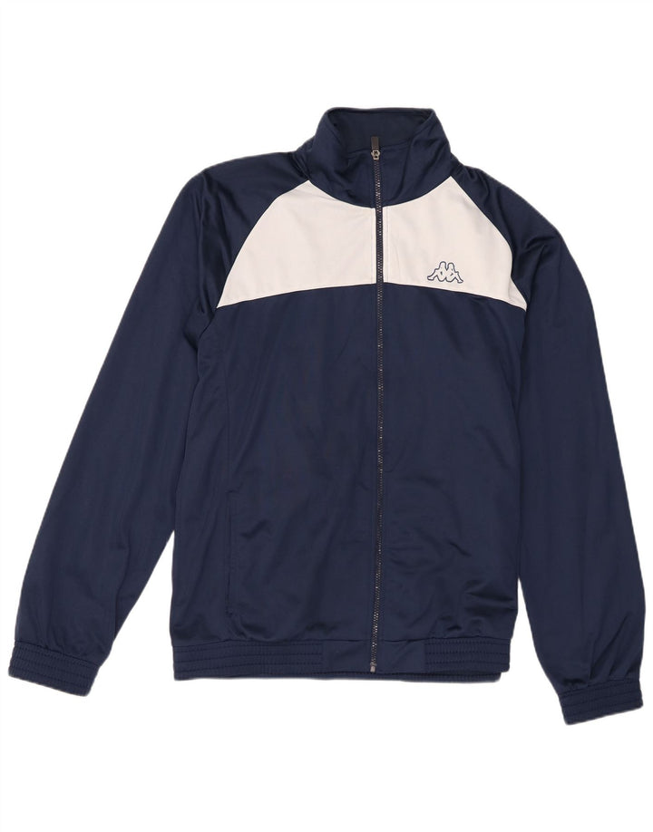 Kappa Herren-Trainingsanzug-Top-Jacke XL, Marineblau, Farbblock-Polyester